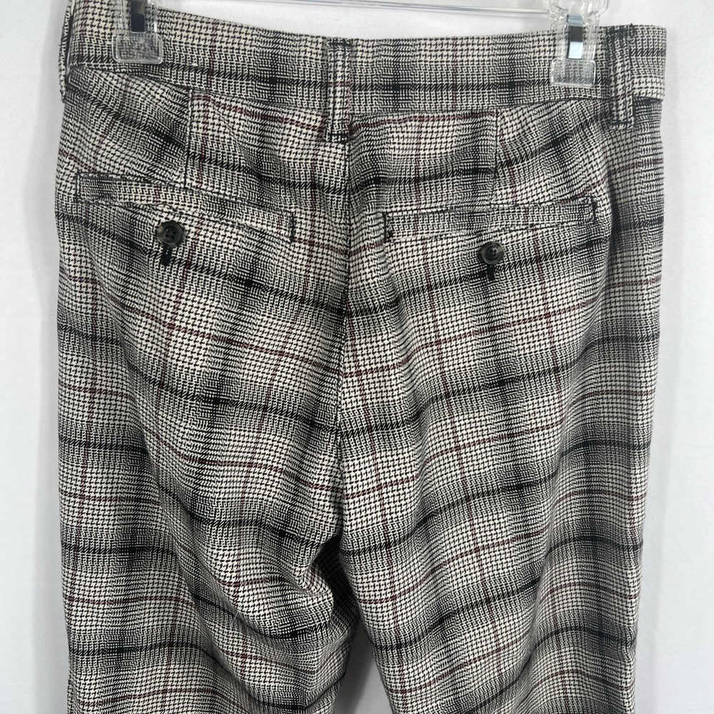 American Eagle Stretch Women's Plaid Pants Size 6 Red Black Tan Button Zip - Picture 4 of 8